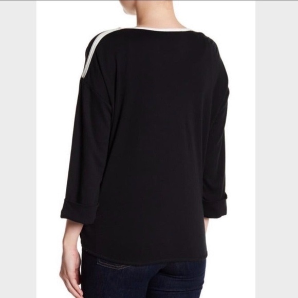 NWT Joan Vass 3/4 Sleeve Zip Front Jacket Black with White Size Small - Picture 4 of 12